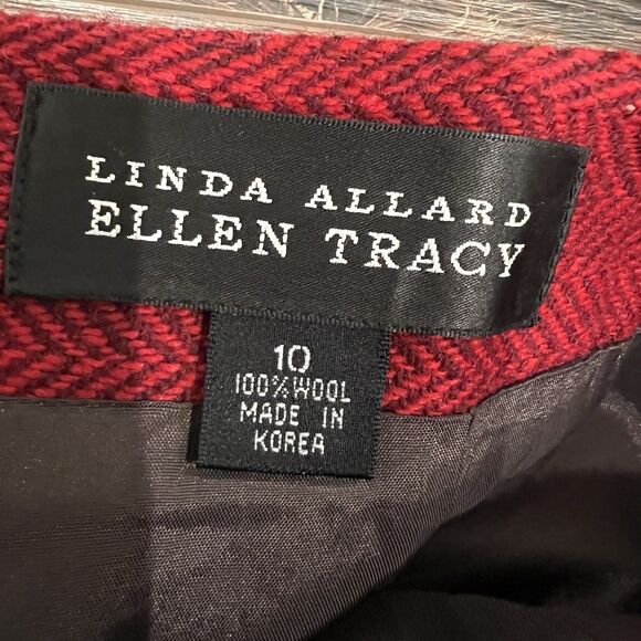 Linda Allard Ellen Tracy 100% Wool Herringbone Pencil Skirt Women’s - Picture 9 of 10